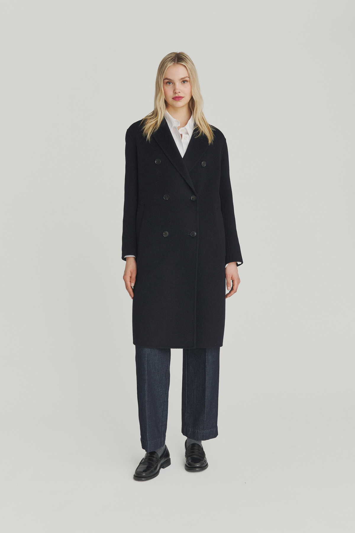 Cappotto Doppiopetto Donna In Lana E Poliestere - Stile Business Classico, Silhouette A Trapezio, Perfetto Per Ufficio E Occasioni Eleganti