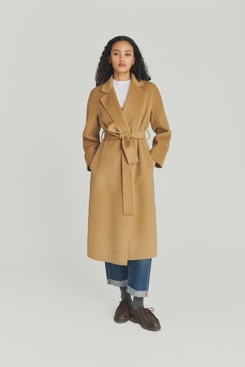 ROY ROGERS: DOUBLE WOOL COAT WITH BELT