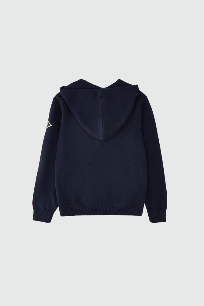 CARDIGAN CON ZIP E CAPPUCCIO