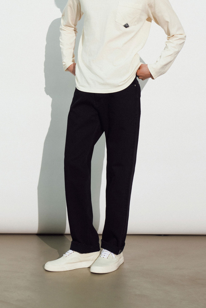 CULT WIDE SELVEDGE BAR DENIM BLACK SW ENZYME