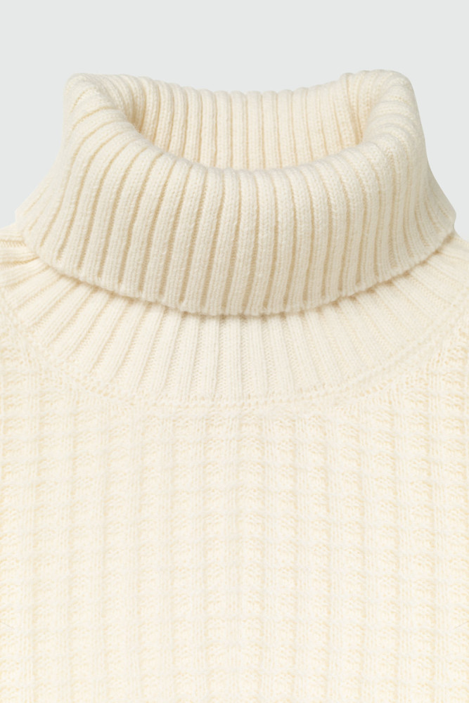 WAFFLE TURTLENECK SWEATER IN MERINO WOOL