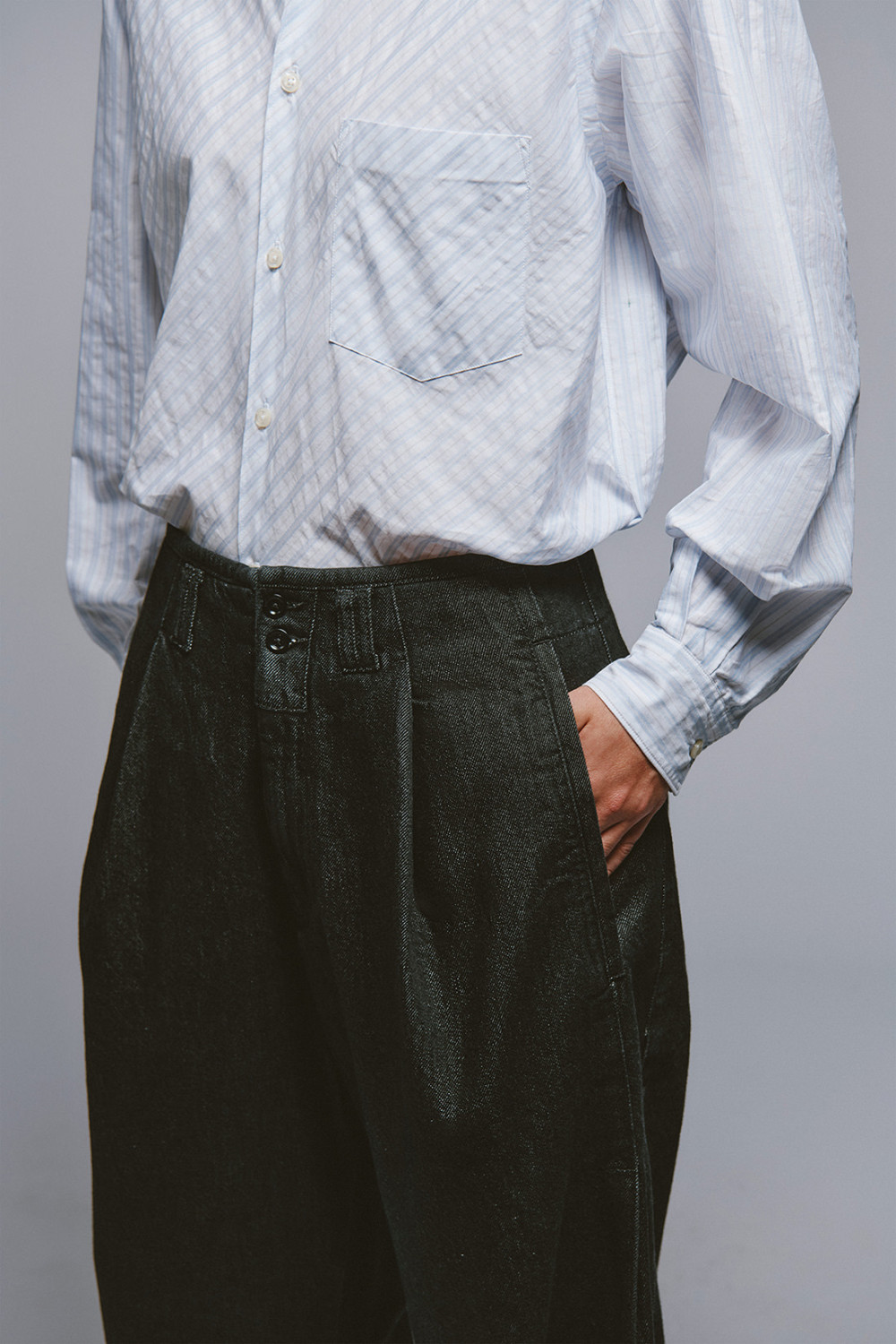 ROY ROGERS: EVA X ROY ROGER'S - EVA DENIM BLACK LIGHT STONE PANTS