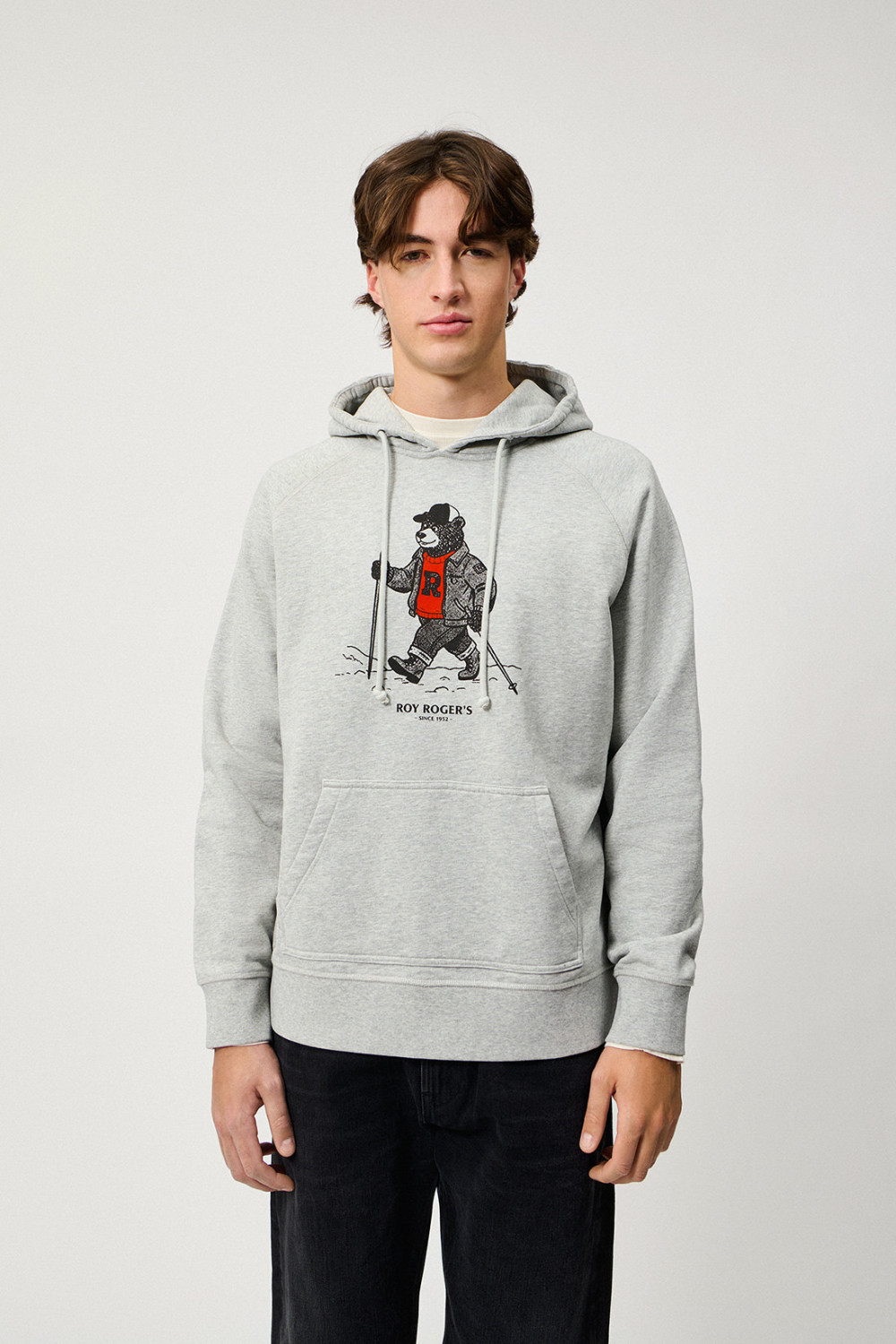 ROY ROGERS: HOODED SWEATSHIRT WITH HIKING BEAR PRINT