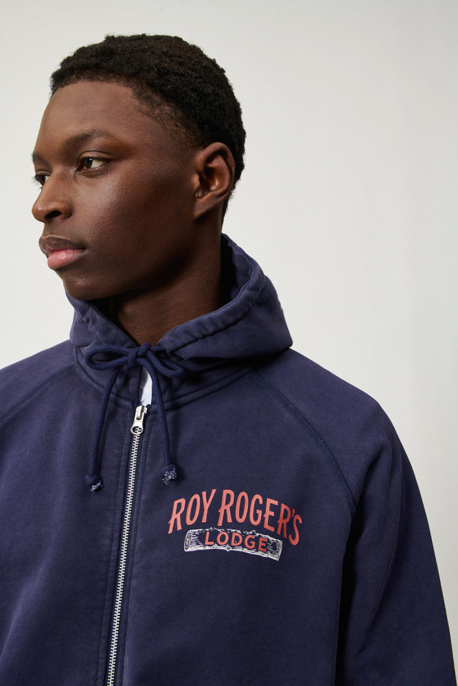 HOODED SWEATSHIRT WITH ZIP AND LODGE PRINT