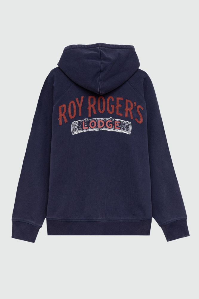 HOODED SWEATSHIRT WITH ZIP AND LODGE PRINT