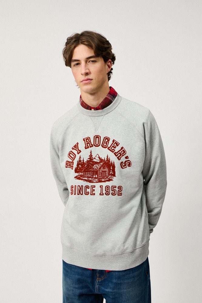 CREW NECK SWEATSHIRT WITH CHALET PRINT