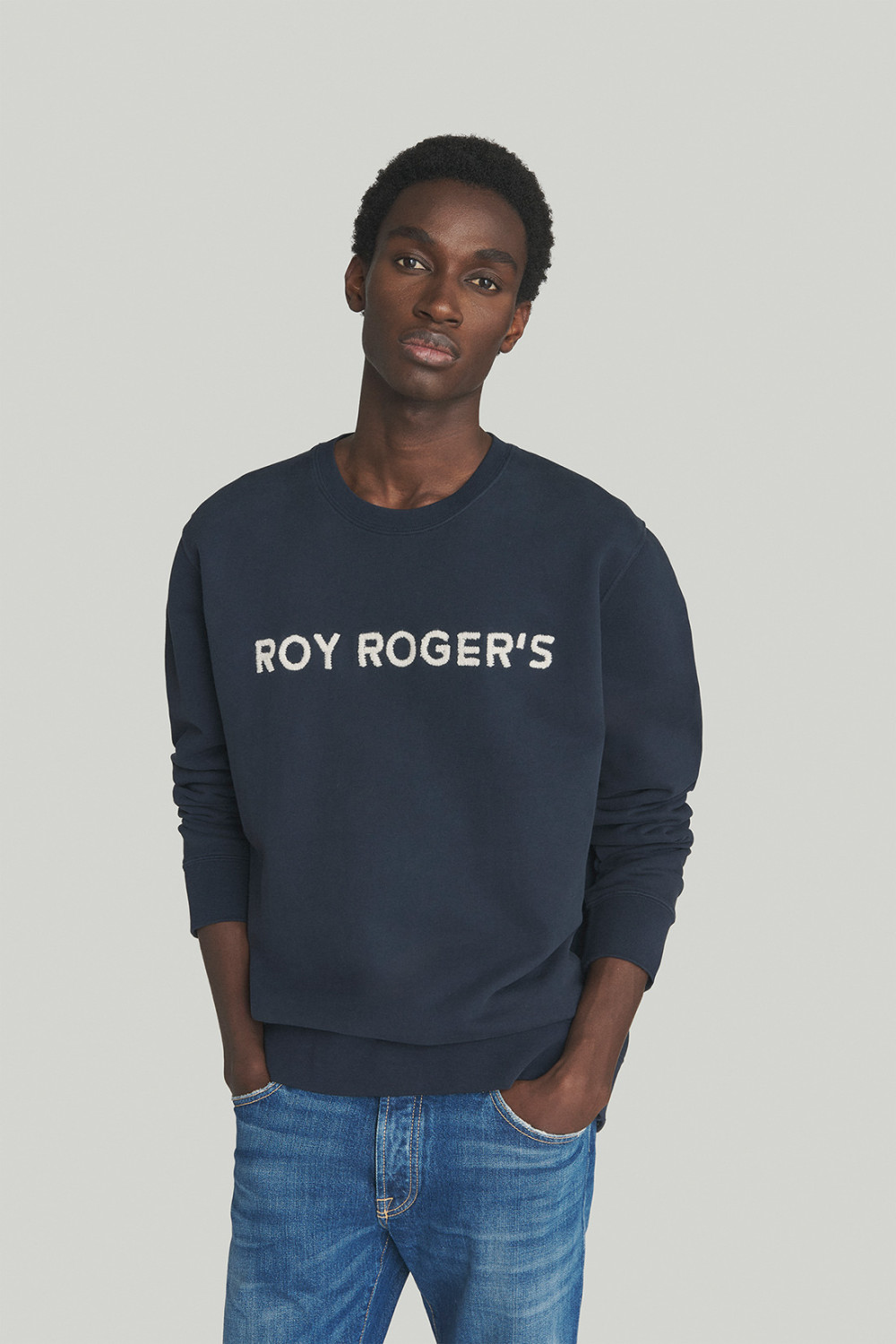 ROY ROGERS: CREWNECK SWEATSHIRT IN WOOL WITH EMBROIDERED LOGO