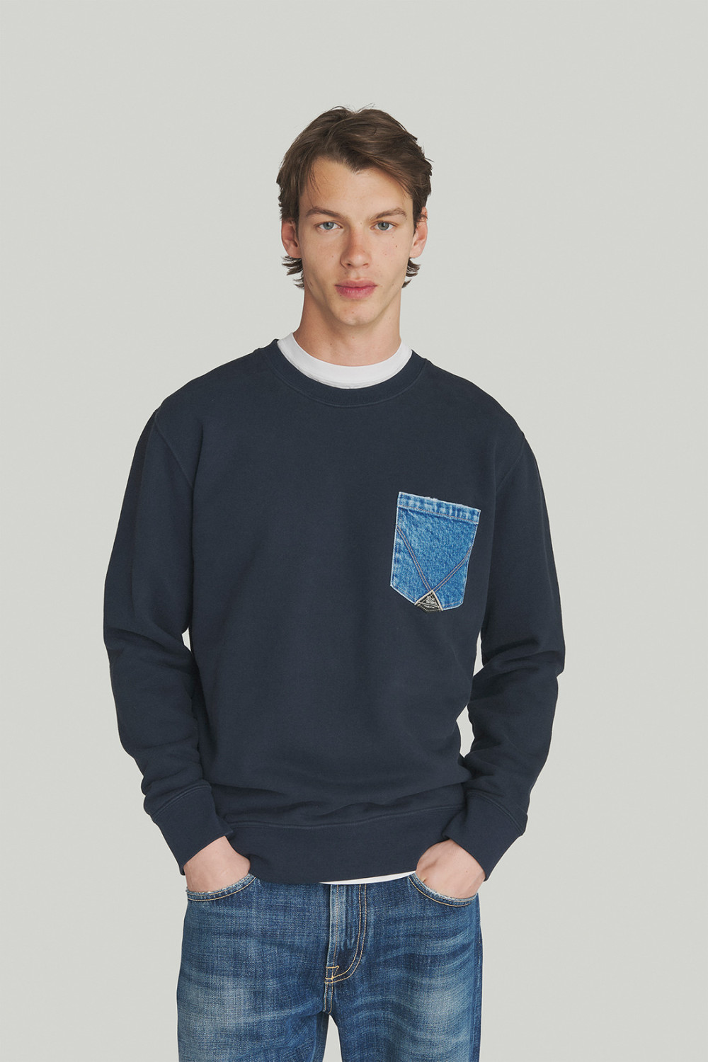 ROY ROGERS: FELPA GIROCOLLO POCKET