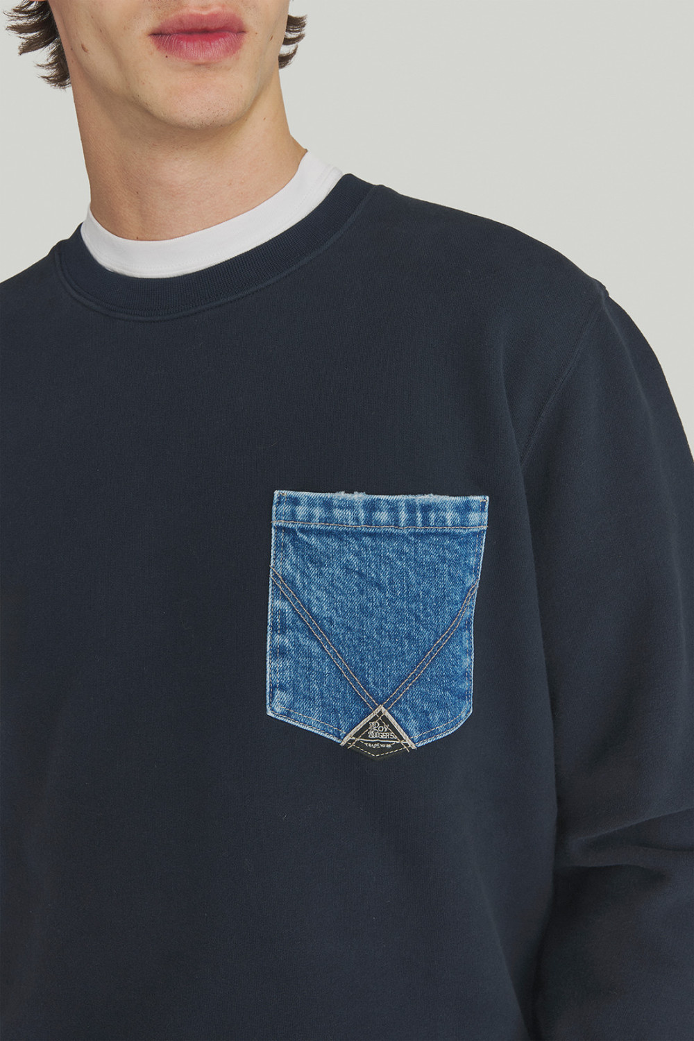 ROY ROGERS: FELPA GIROCOLLO POCKET