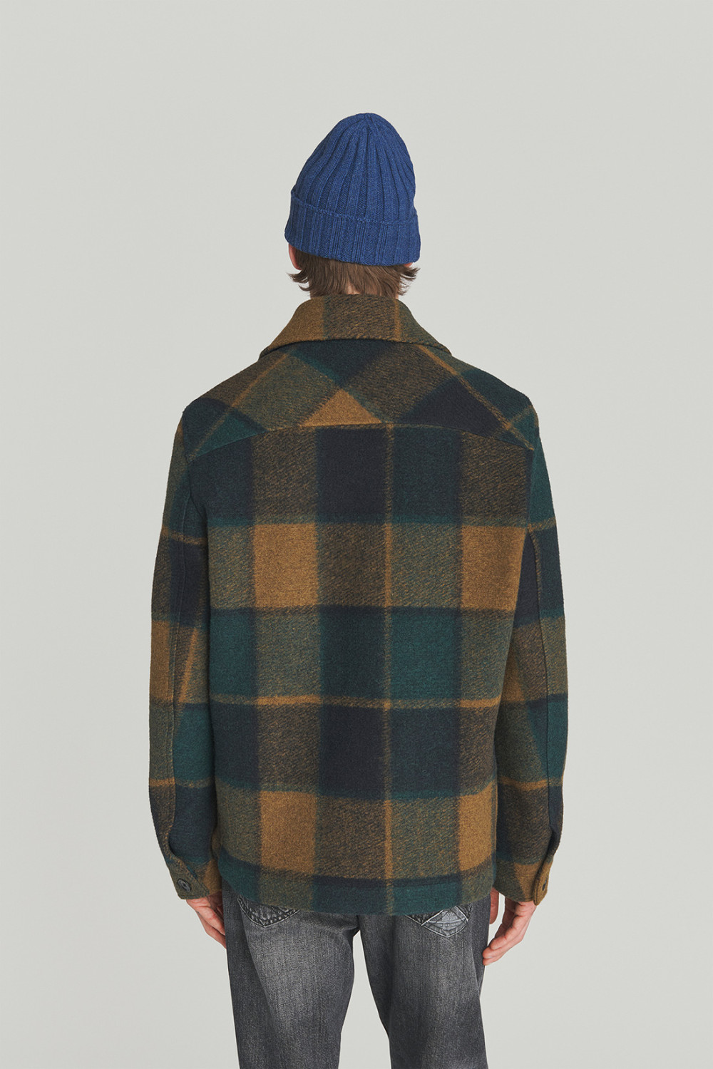 ROY ROGERS: GIACCA FARMER A QUADRI IN MISTO LANA