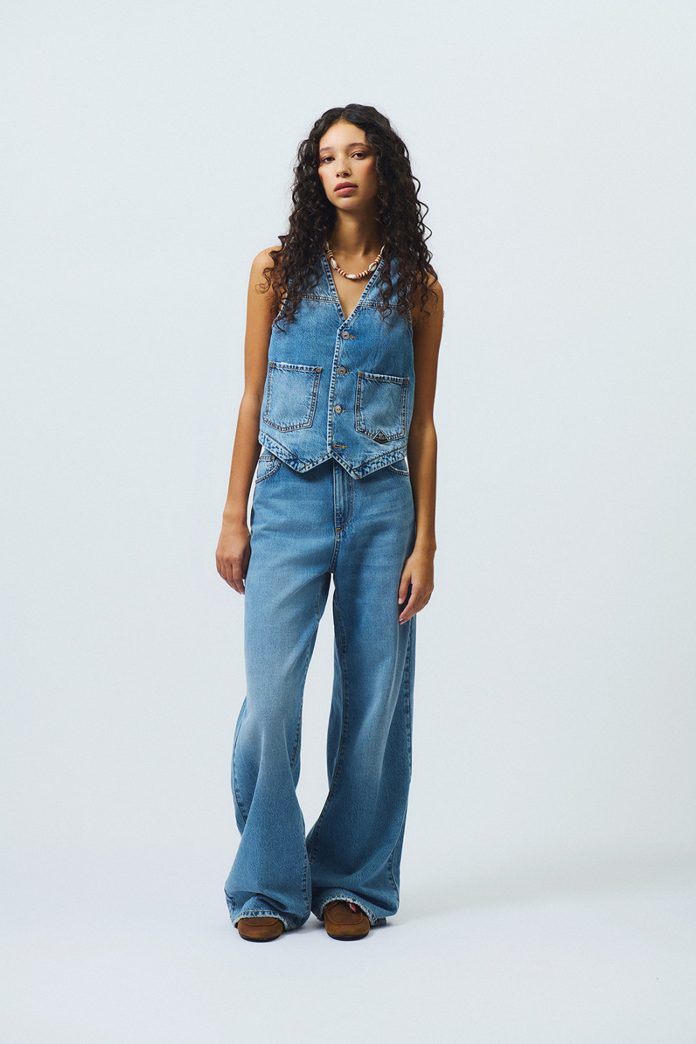 ROY ROGERS: GILET IN DENIM OCEAN