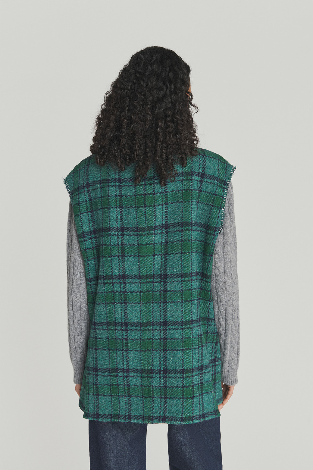 ROY ROGERS: GILET IN LANA A QUADRI CON PINS