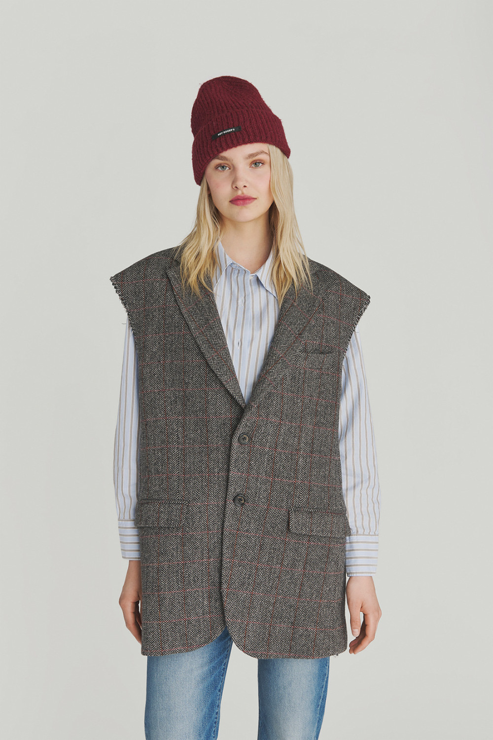 ROY ROGERS: GILET IN LANA A SPINA DI PESCE