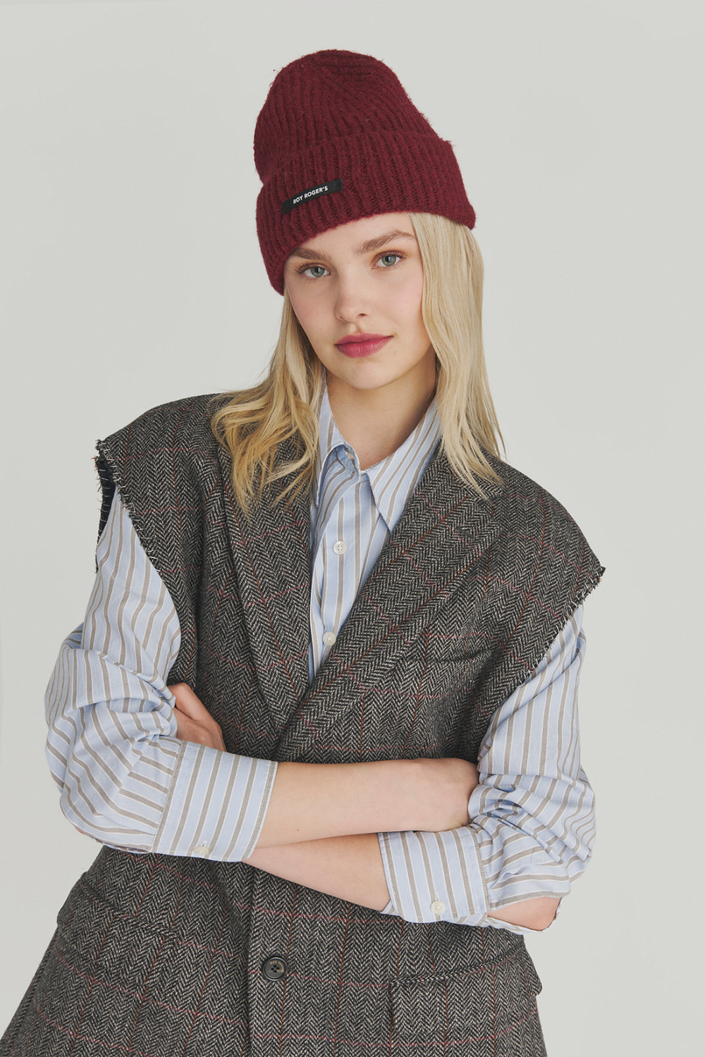 ROY ROGERS: GILET IN LANA A SPINA DI PESCE