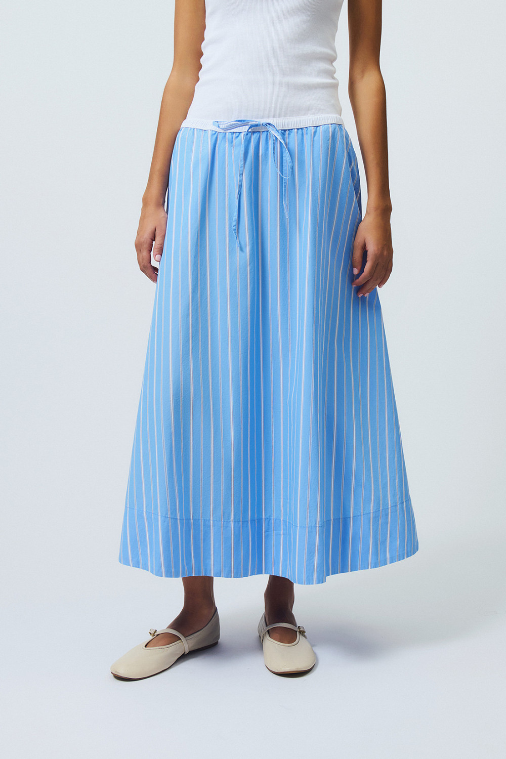 ROY ROGERS: CAPRI SKIRT IN STRIPED POPLIN