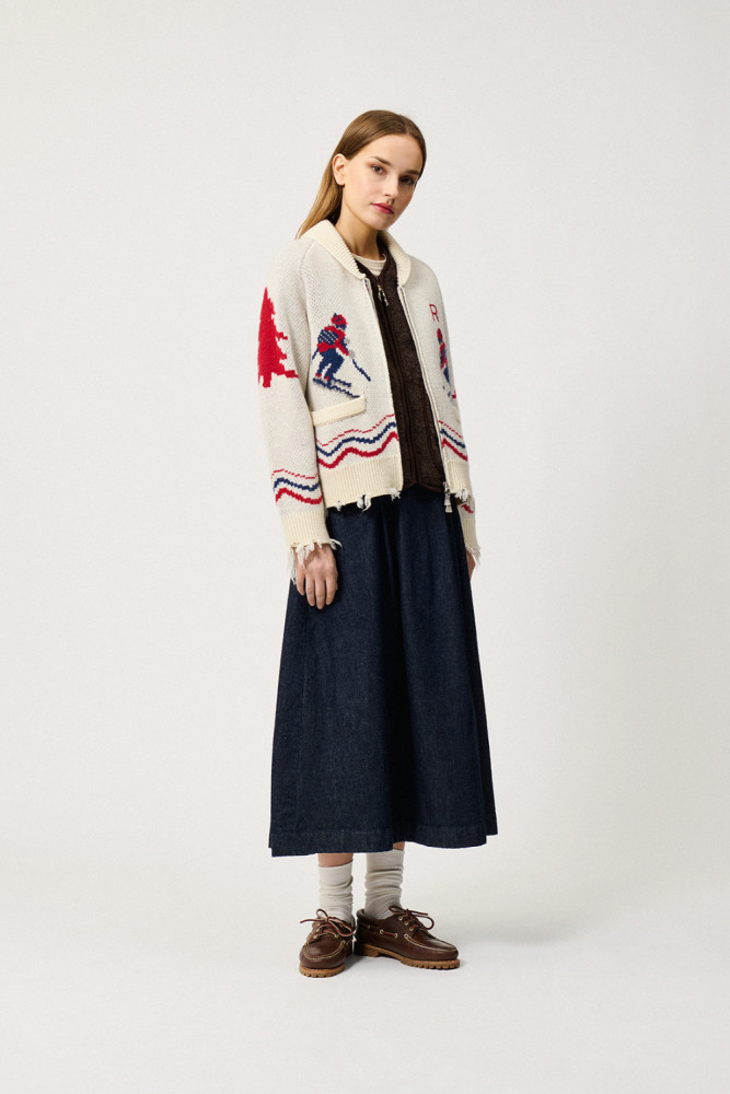 CINDY SKIRT IN RINSE WASH DENIM