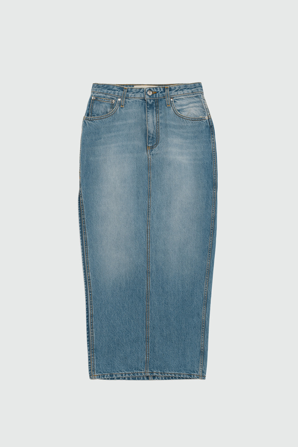 ROY ROGERS: SPLIT SKIRT IN VINTAGE WASH DENIM