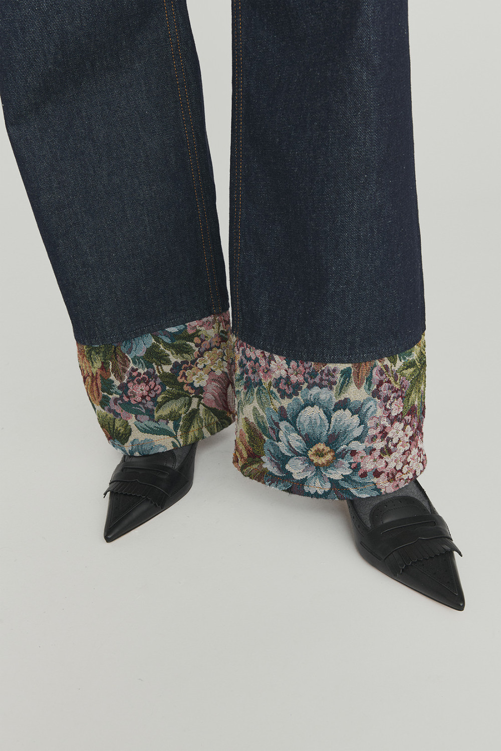 ROY ROGERS: JEANS SUPER WIDE FLOWER TAPESTRY