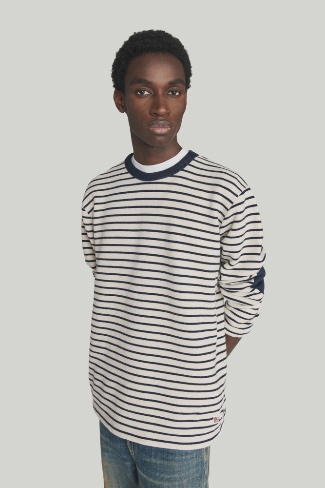 STRIPED JERSEY CREWNECK SWEATER