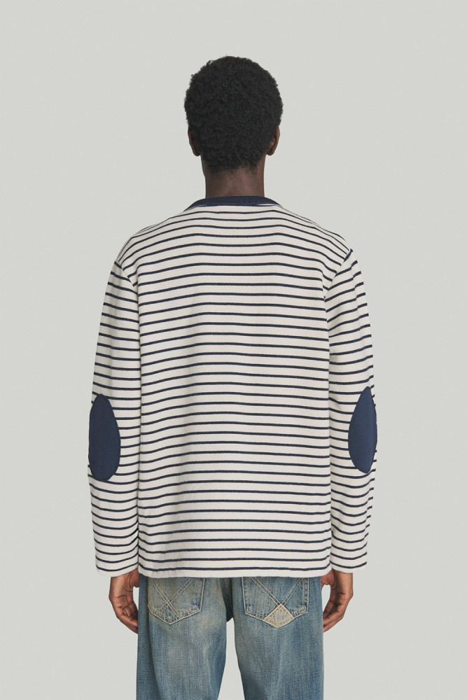 STRIPED JERSEY CREWNECK SWEATER