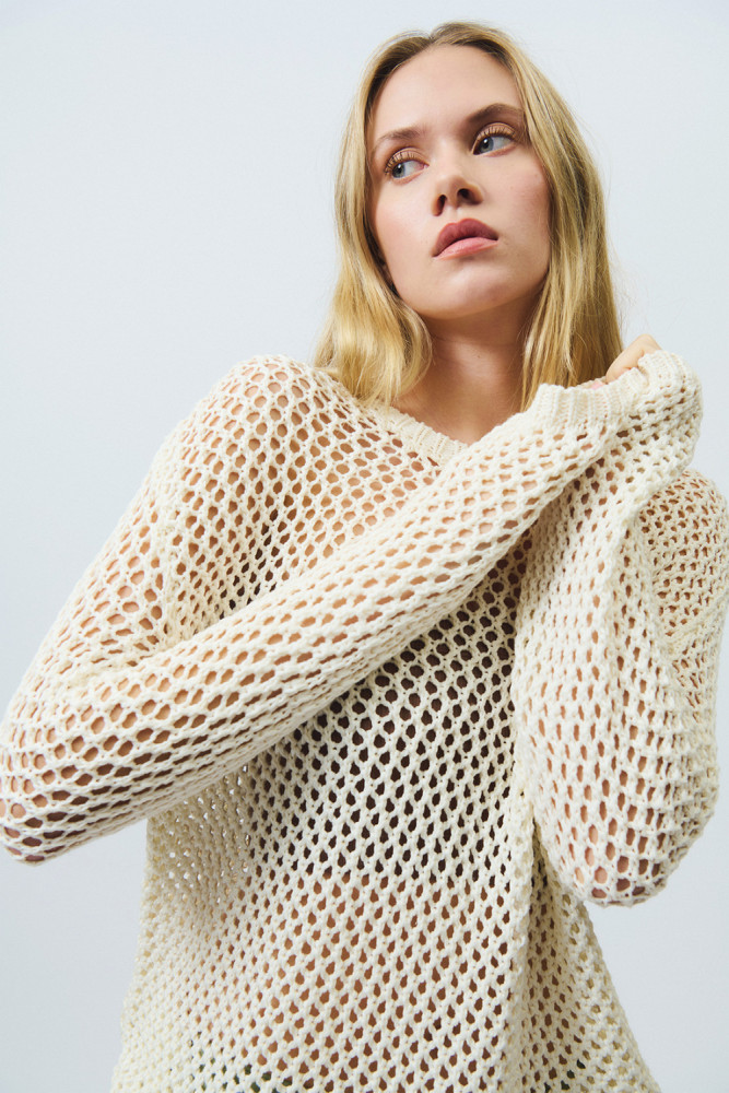 CREW NECK SWEATER IN MESH