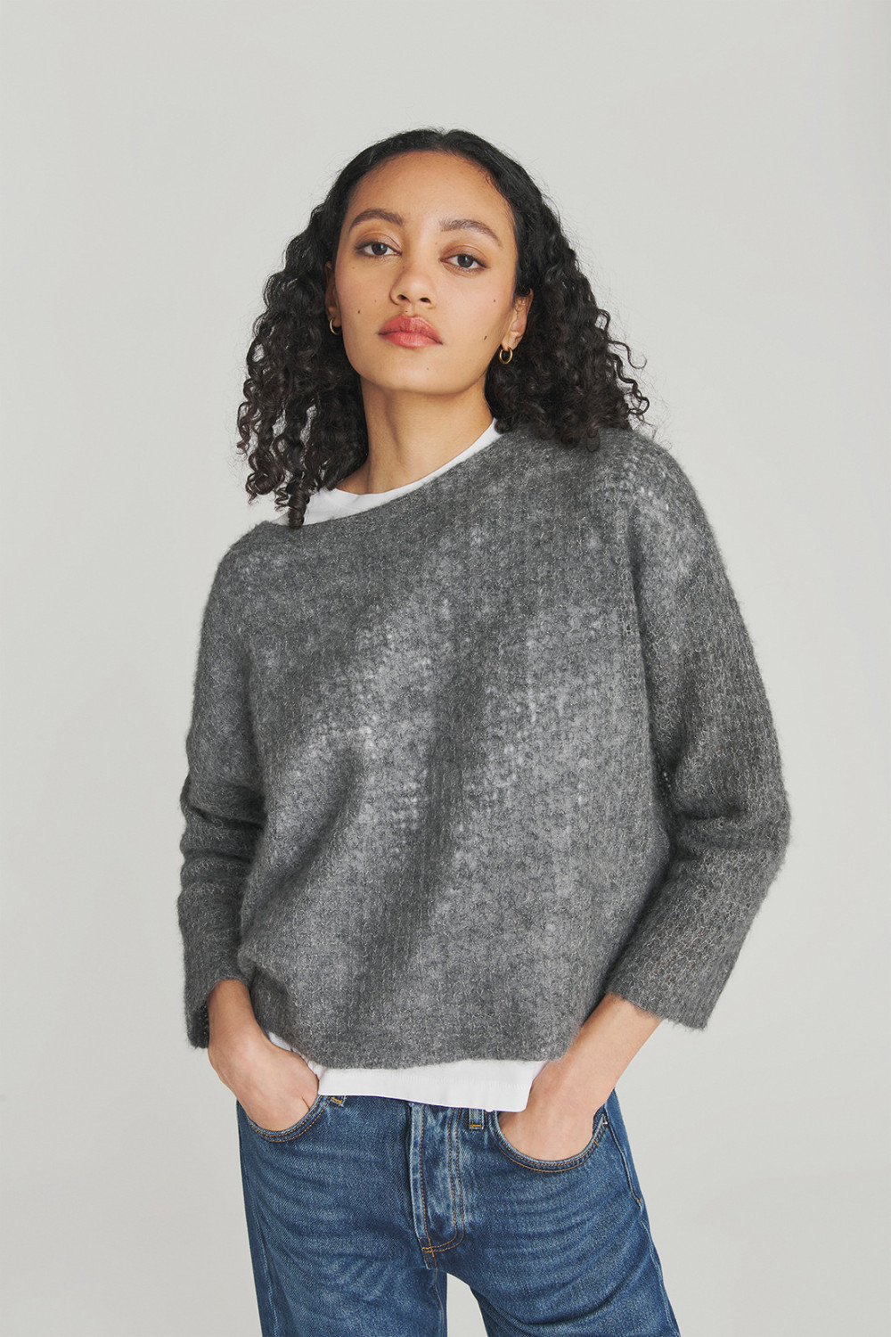 ROY ROGERS: MAGLIA WAFFLE IN CASHMERE E SETA