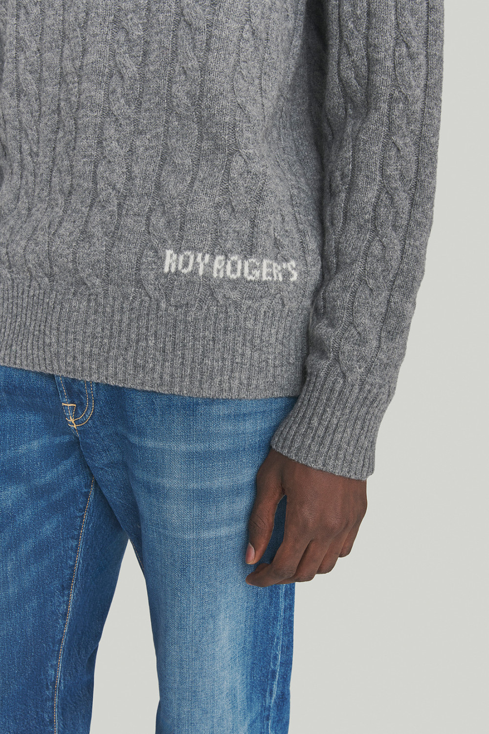 ROY ROGERS: MAGLIONE GIROCOLLO CABLE IN LANA E CASHMERE