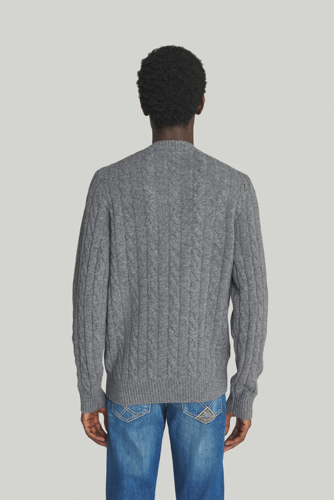 CABLE-KNIT CREWNECK SWEATER IN WOOL AND CASHMERE
