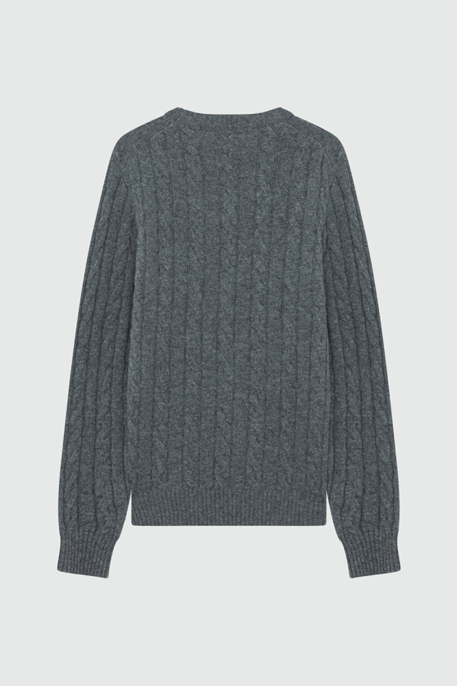CABLE-KNIT CREWNECK SWEATER IN WOOL AND CASHMERE