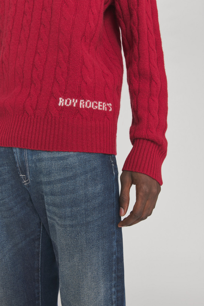 CABLE-KNIT CREWNECK SWEATER IN WOOL AND CASHMERE