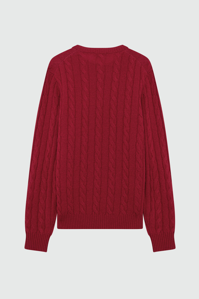 CABLE-KNIT CREWNECK SWEATER IN WOOL AND CASHMERE