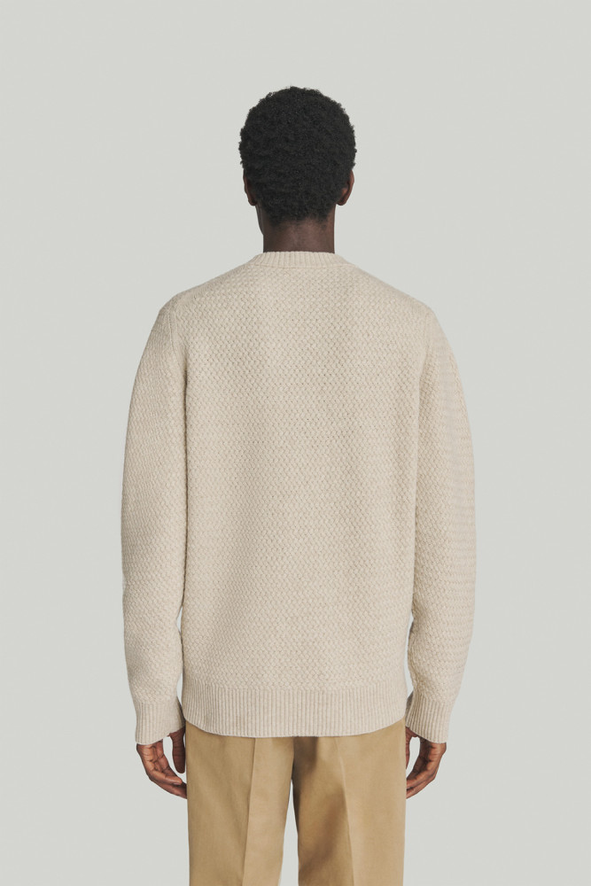 BASKET-WEAVE CREWNECK SWEATER IN WOOL AND CASHMERE