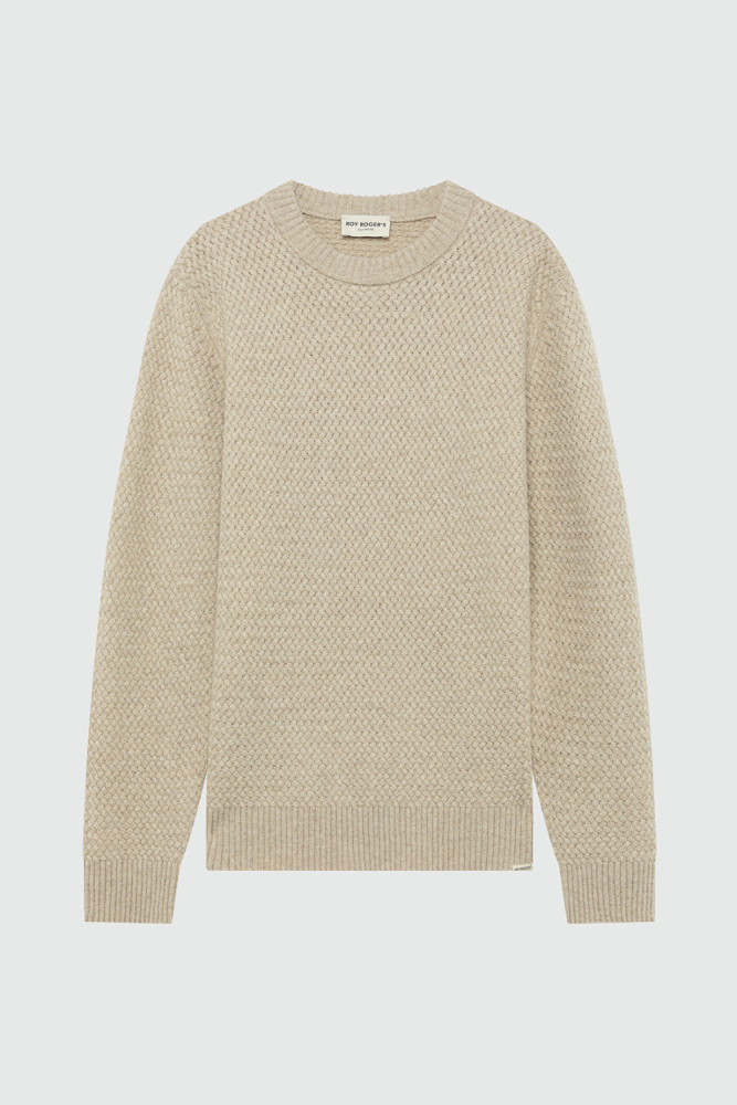 BASKET-WEAVE CREWNECK SWEATER IN WOOL AND CASHMERE