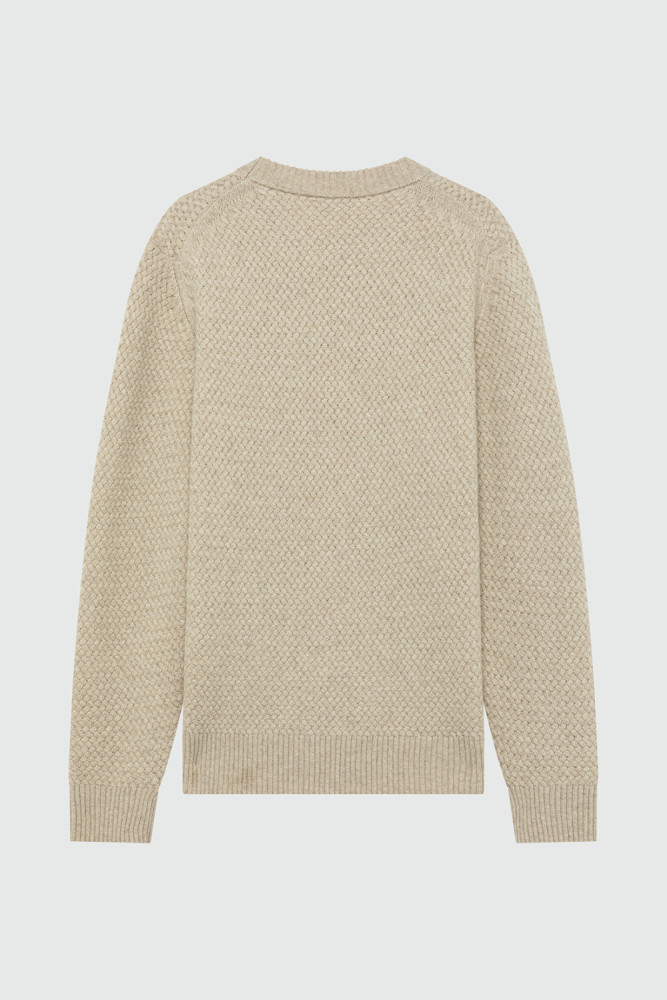 BASKET-WEAVE CREWNECK SWEATER IN WOOL AND CASHMERE