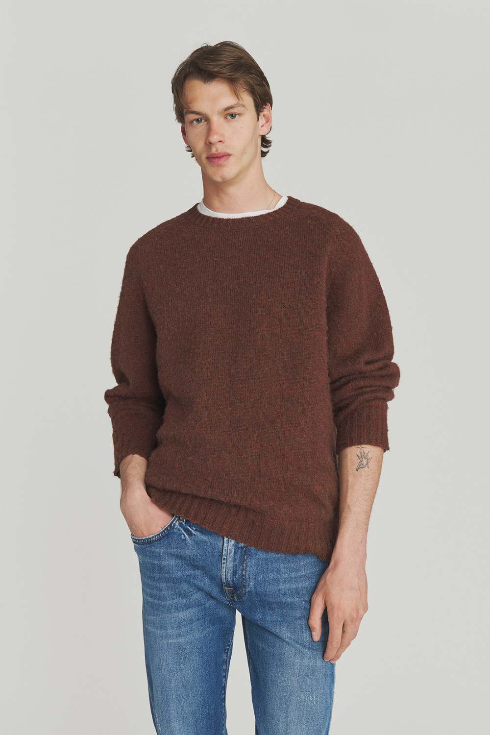 ROY ROGERS: MAGLIONE GIROCOLLO IN LANA SHETLAND