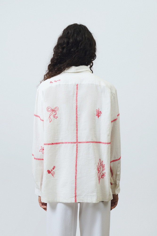 OLD GLORY - HARVEST SHIRT WITH FLORAL EMBROIDERY 