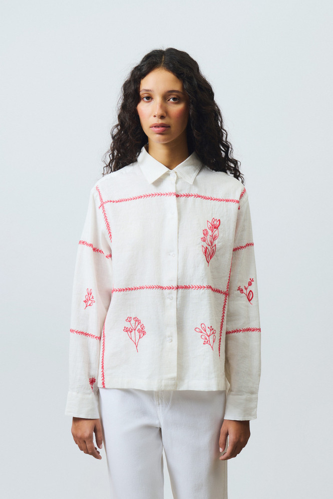 OLD GLORY - HARVEST SHIRT WITH FLORAL EMBROIDERY 
