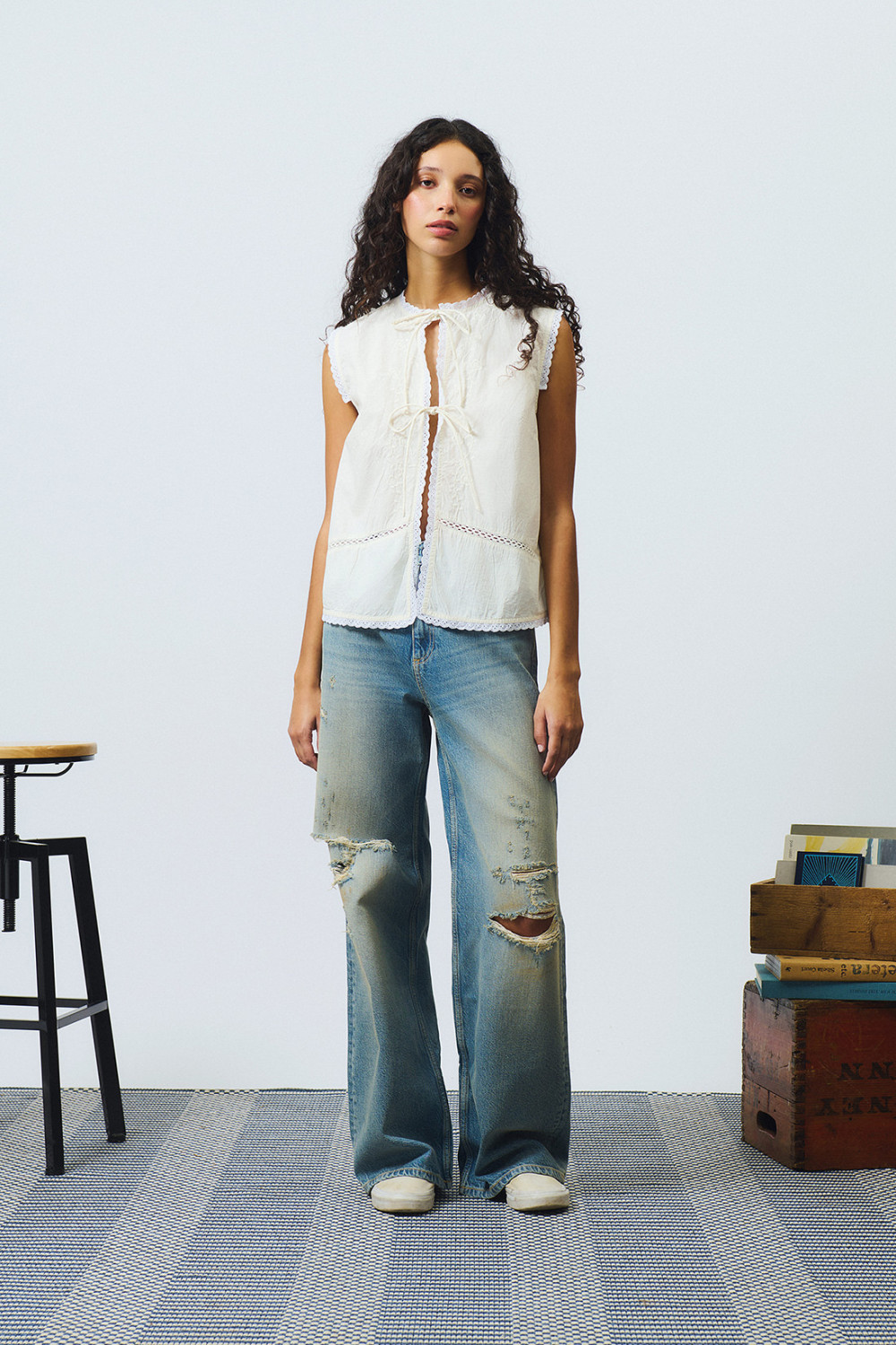 ROY ROGERS: OLD GLORY - CAMICIA SMANICATA FARM CON RICAMI