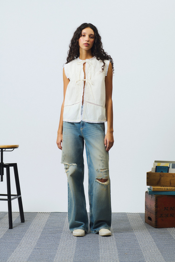 OLD GLORY - CAMICIA SMANICATA FARM CON RICAMI