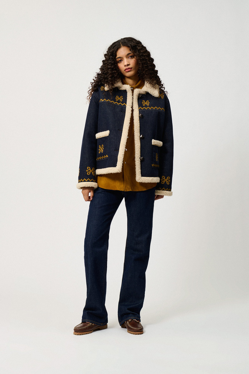ROY ROGERS: OLD GLORY-GIACCA CHUBA IN DENIM CON SHEARLING
