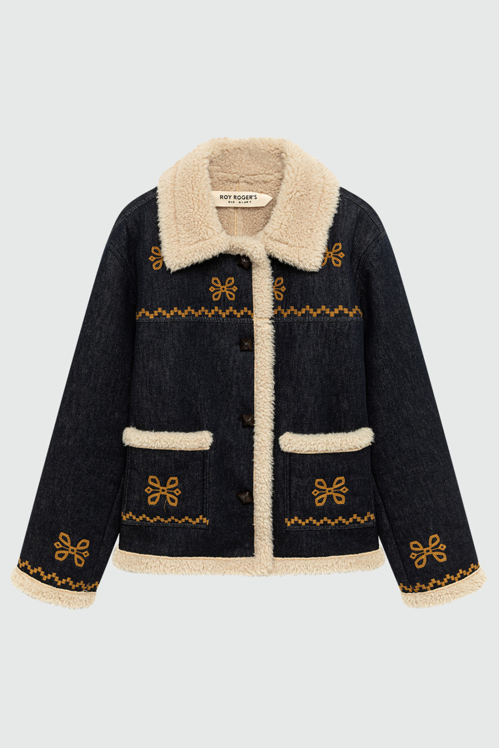 ROY ROGERS: OLD GLORY-GIACCA CHUBA IN DENIM CON SHEARLING