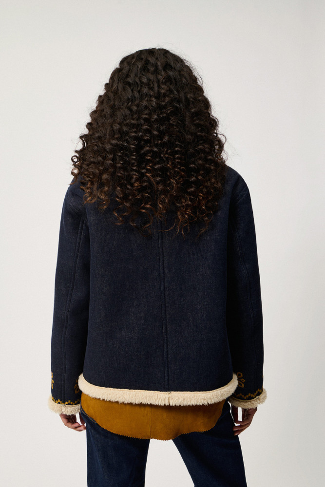 OLD GLORY-GIACCA CHUBA IN DENIM CON SHEARLING