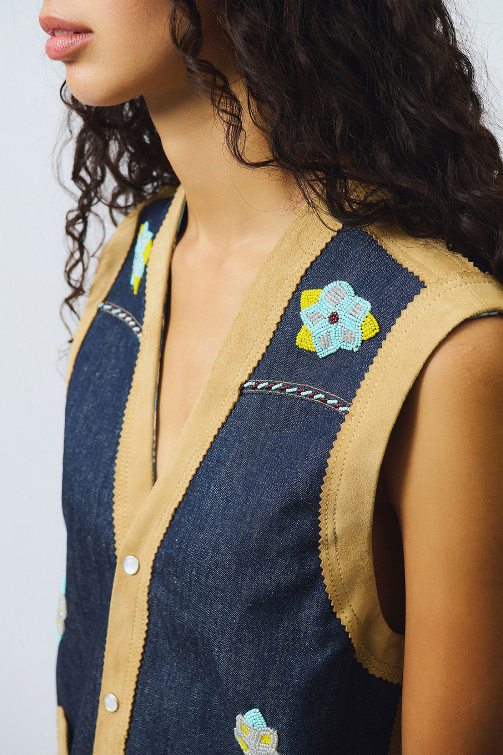 ROY ROGERS: OLD GLORY - SONNY VEST IN SUEDE AND DENIM
