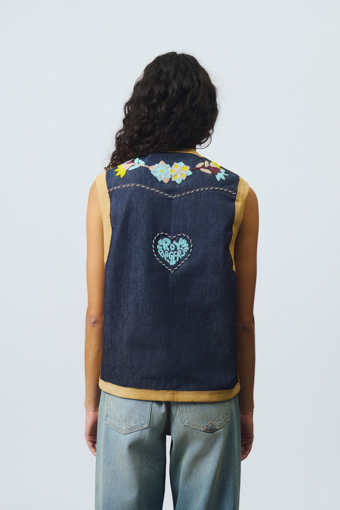 OLD GLORY - SONNY VEST IN SUEDE AND DENIM