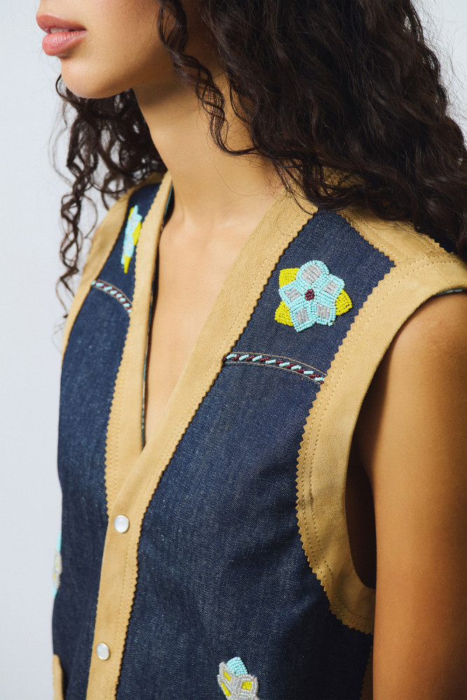 OLD GLORY - SONNY VEST IN SUEDE AND DENIM