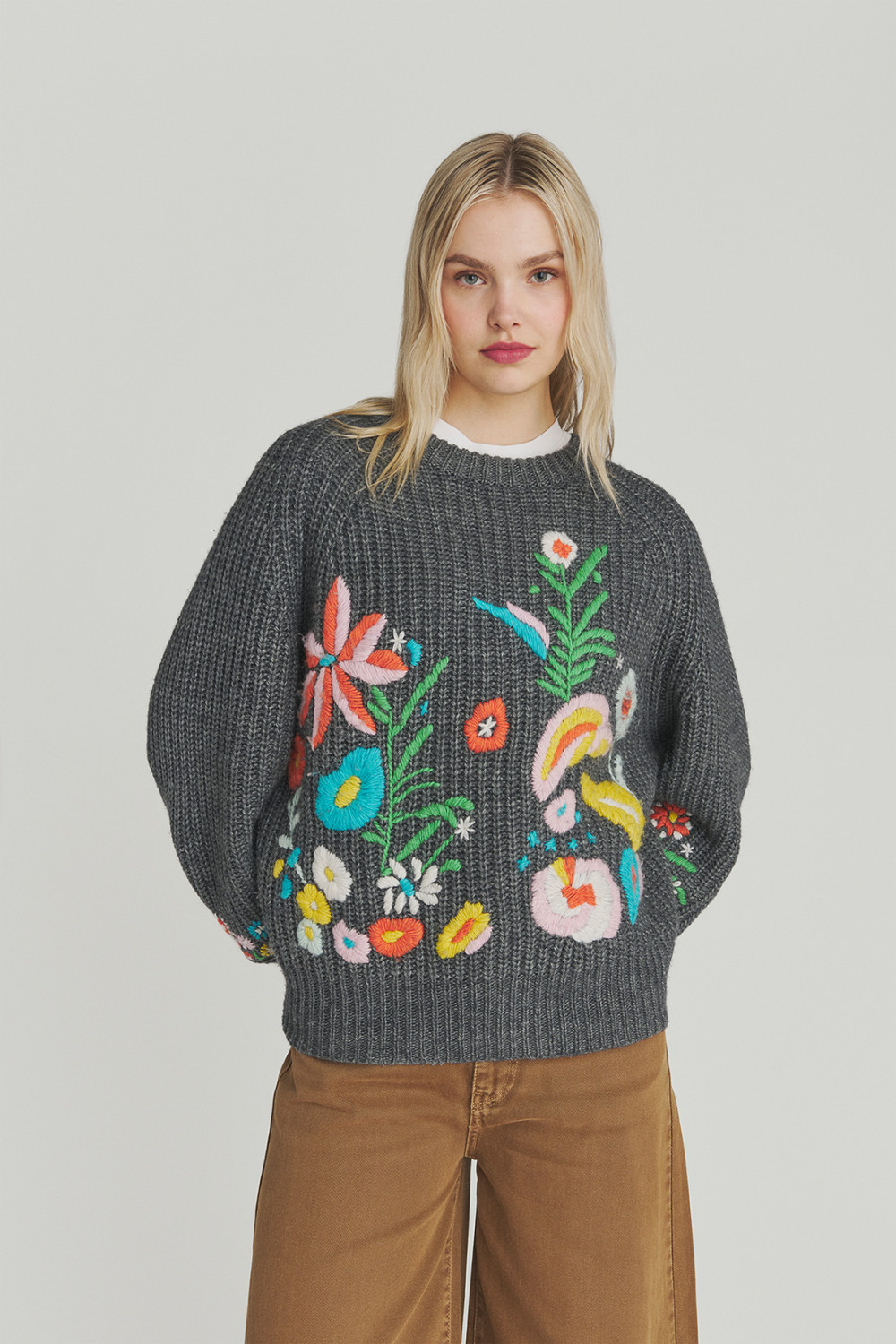 ROY ROGERS: OLD GLORY - PULLOVER CON RICAMI FLOREALI