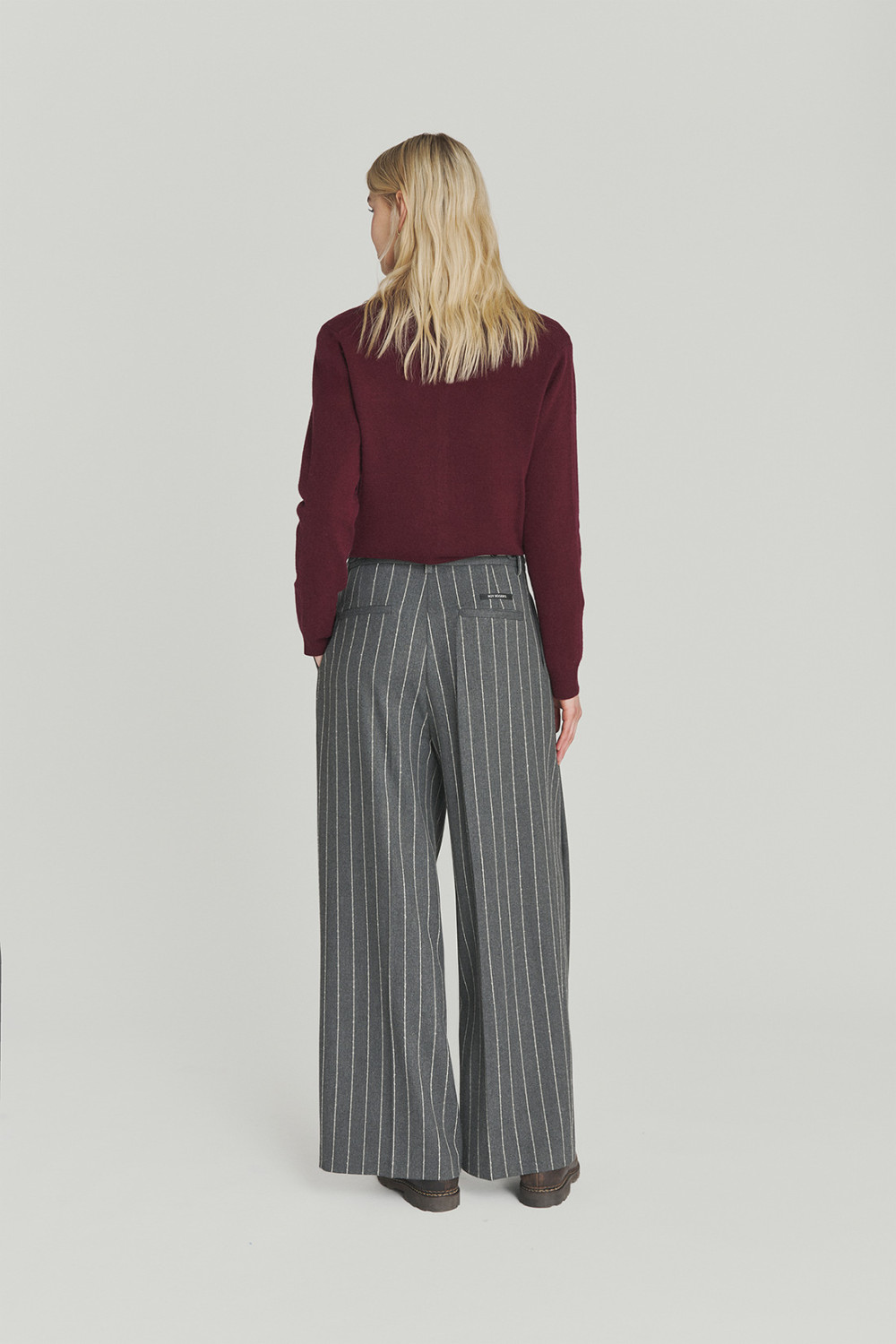 ROY ROGERS: PANTALONE PLEAT GESSATO IN TWILL