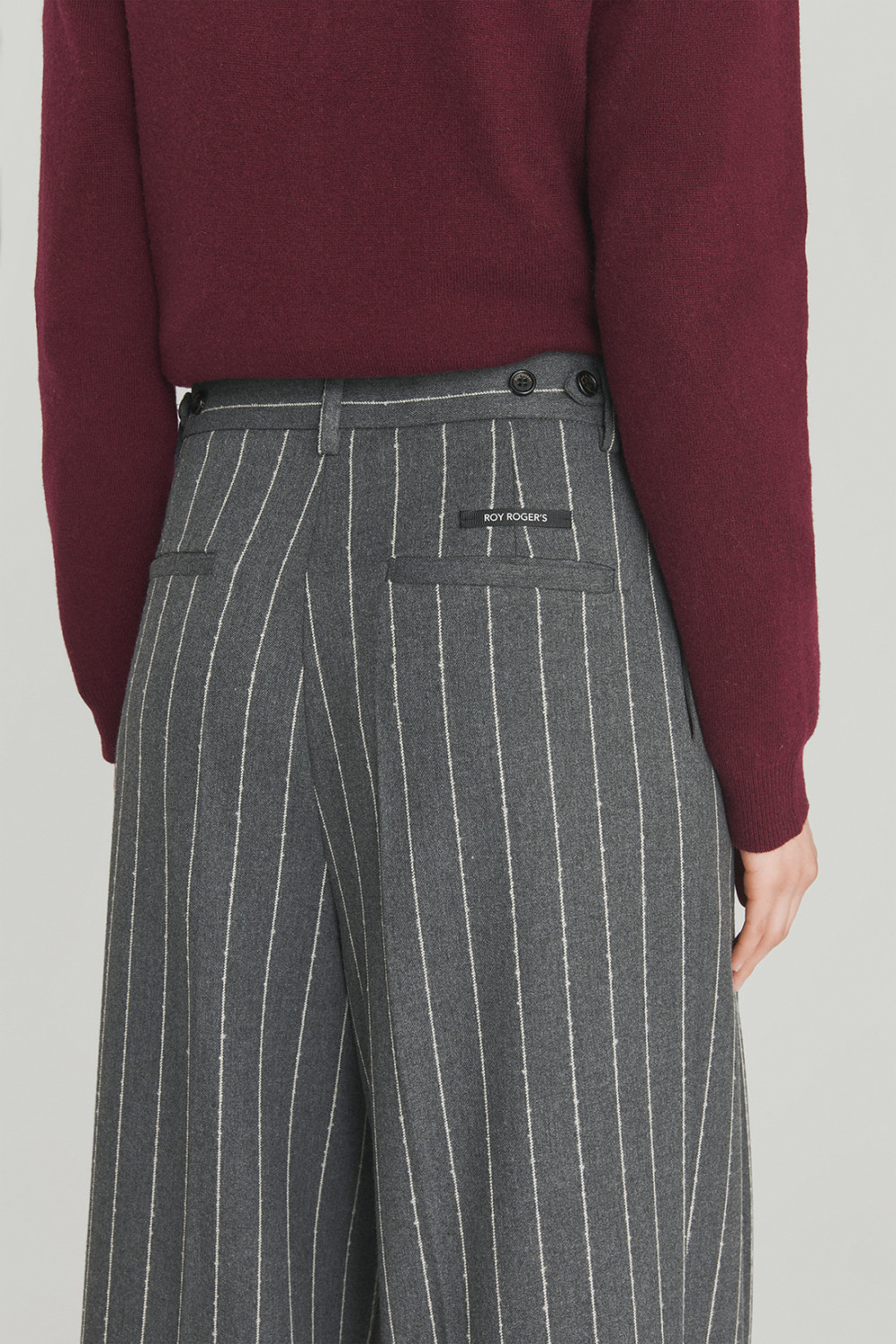 ROY ROGERS: PANTALONE PLEAT GESSATO IN TWILL