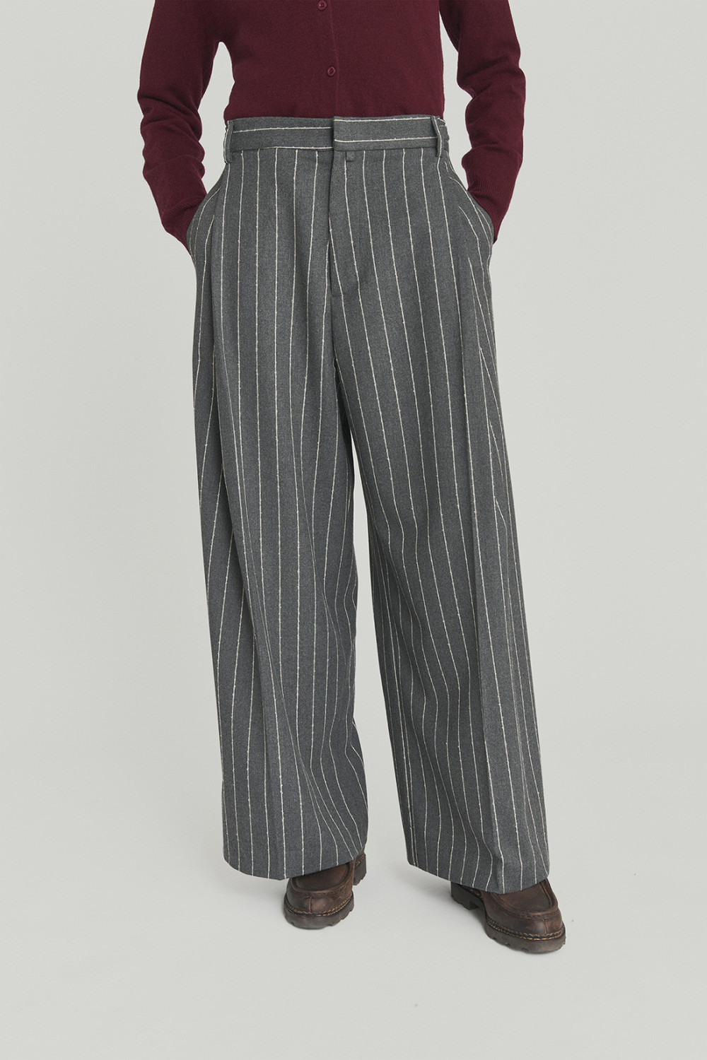 ROY ROGERS: PANTALONE PLEAT GESSATO IN TWILL