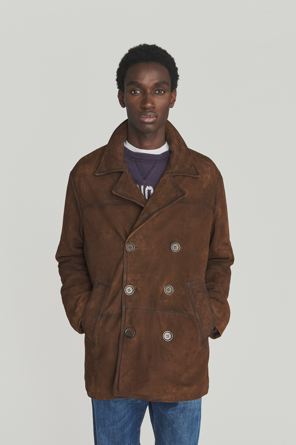 ROY ROGERS: VINTAGE-EFFECT SUEDE PEACOAT
